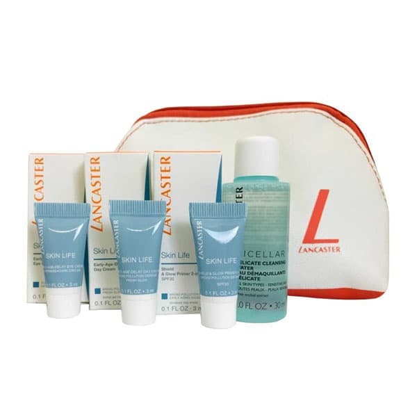 Lancaster Skin Life 4Pc Set- Eye Cream, Primer Day Cream, Cleanser