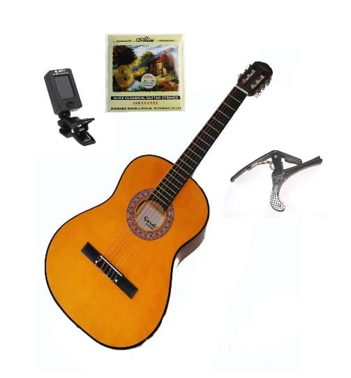 Startpaket! Gitarr, stämapparat, extra strängar, capo