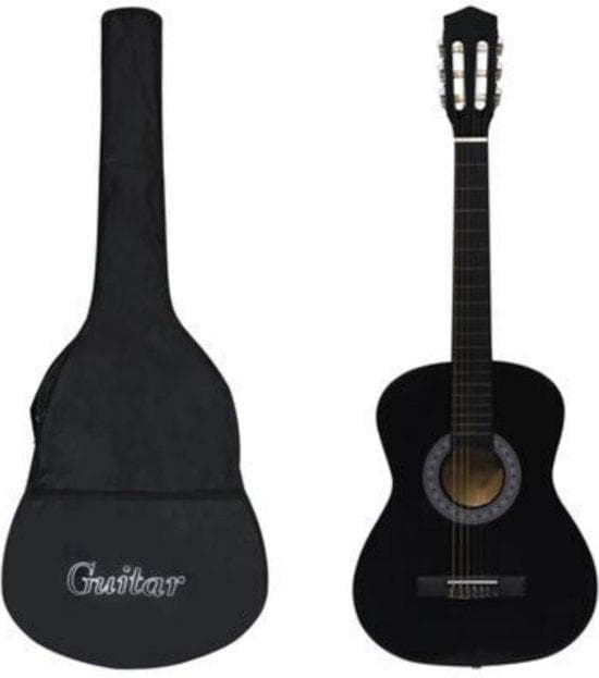 ¾ Classic Guitar Black | Inklusive Guitaartas | Gitarr för nybörjare Mini