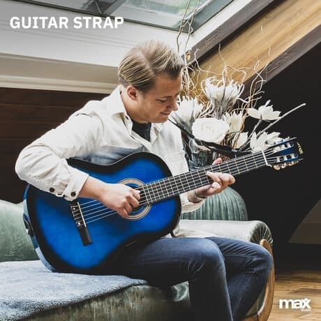MAX SoloArt klassisk akustisk gitarr (39") Starter Set - Blå