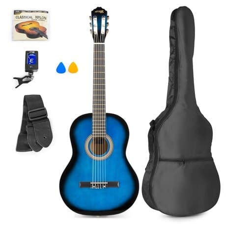 MAX SoloArt klassisk akustisk gitarr (39") Starter Set - Blå