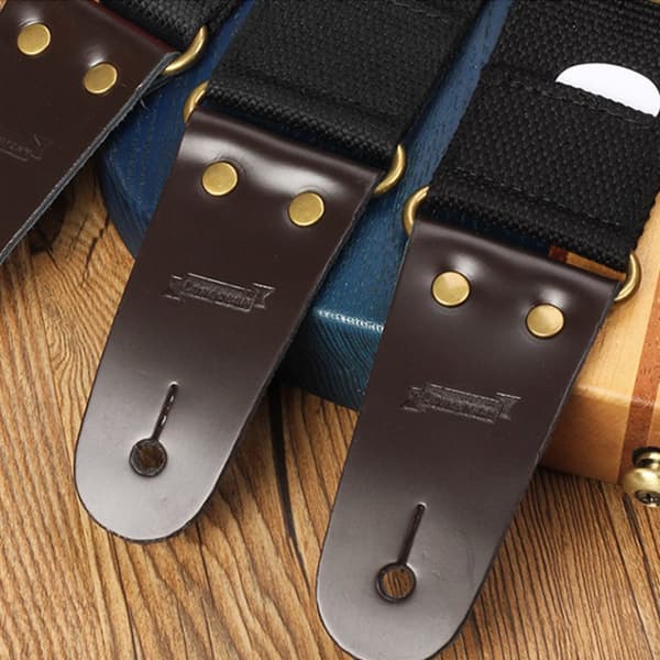 INF Justerbar, blød nylon guitarrem basrem med guitartilbehør Sort