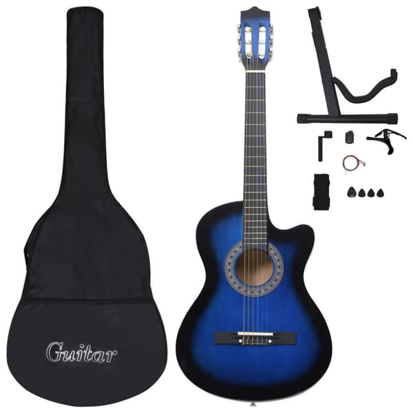 vidaXL Gitarr 12 delar med 6 strängar western blå 38" -  Gitarrer