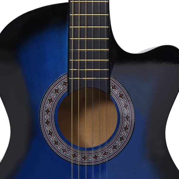 vidaXL Gitarr 12 delar med 6 strängar western blå 38" -  Gitarrer