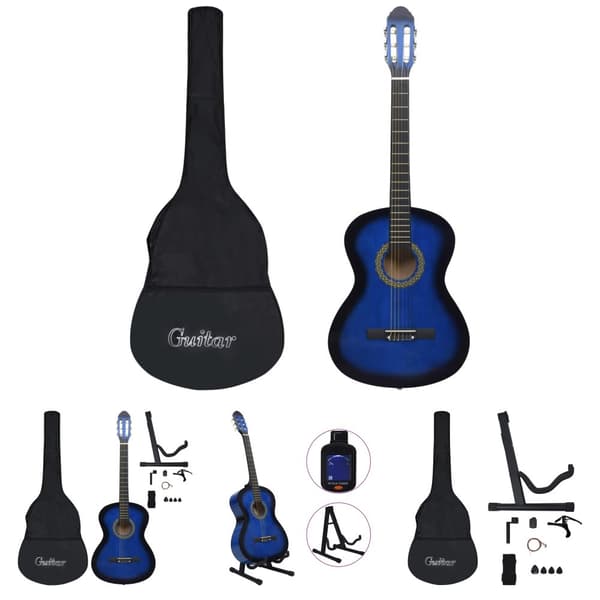 The Living Store klassisk guitarsæt 12 dele for begynder 4/4 39" -  Guitarer