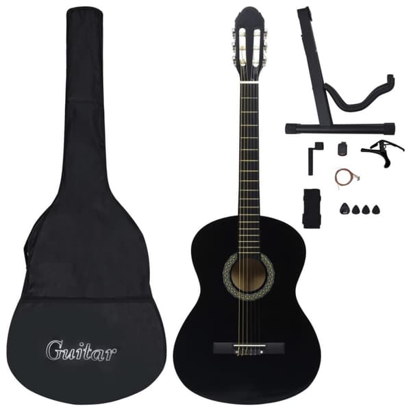 Guitarer - Living klassisk guitarsæt 12 dele for begynder 4/4 39" sort
