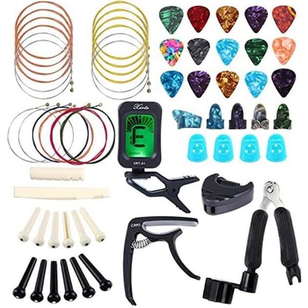 Gitarrtillbehörssats - 60 st - Picks, Tuner, Capo - Lätt och kompakt - För vuxna