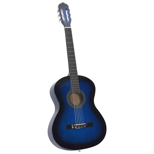 Klassisk gitarr för nybörjare blå 4/4 39" amerikansk lind