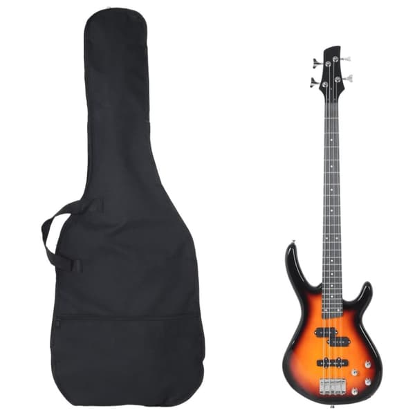 Elektrisk basgitarr för nybörjare med väska brun&svart 4/4 46"