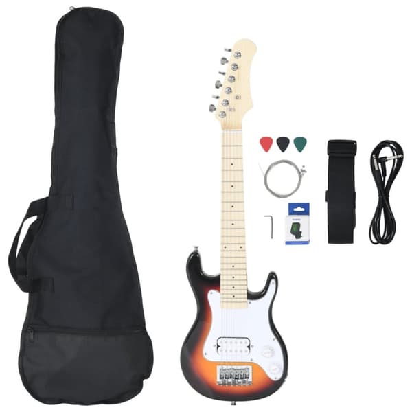 Elgitarr för barn med väska brun&vit 3/4 30"
