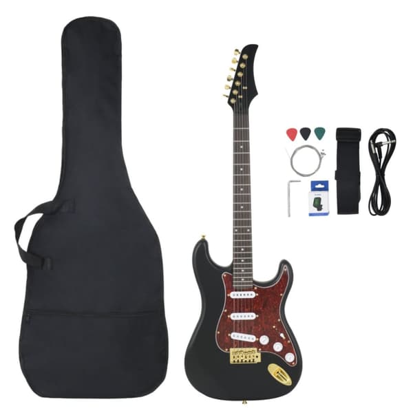 Elgitarr för nybörjare med väska svart&guld 4/4 39"