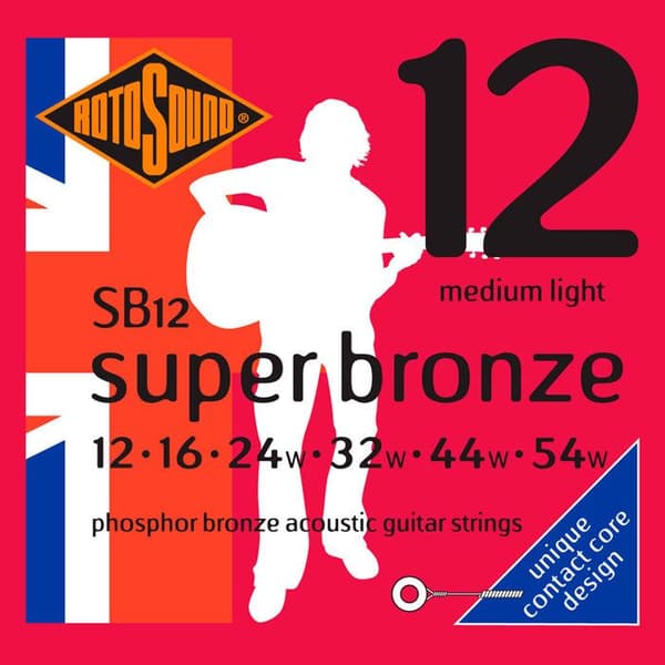 Rotosound SB12 Super Bronze - Set med fosforbronssträngar för akustisk gitarr - 12-54