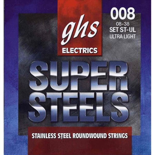 GHS ST-UL - Set med strängar för elgitarr - Super Steels - Ultra Light 08-38