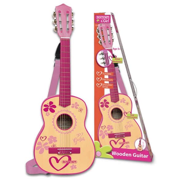 Akustisk gitarr - Ej specificerad - 6 strängar - Trä - Rosa - Axelrem ingår