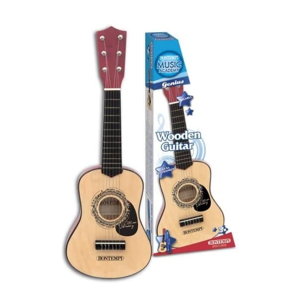 Bontempi trägitarr med 6 strängar för barn, svart, 55cm
