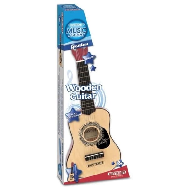 Bontempi trägitarr med 6 strängar för barn, svart, 55cm