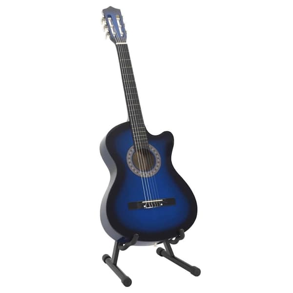 Gitarr 12 delar med 6 strängar western blå 38"
