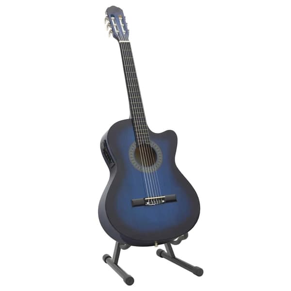 Gitarr western 12 delar med EQ-pedal och 6 strängar blå