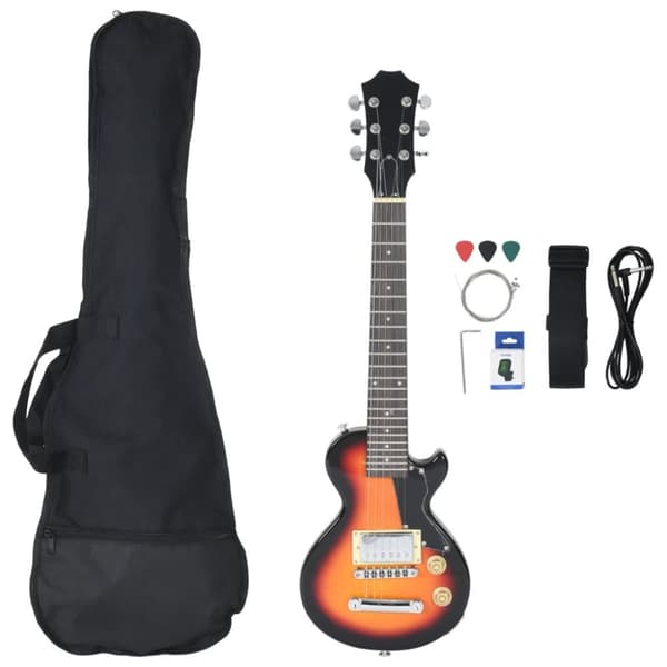 Elgitarr för barn med väska brun&svart 3/4 30"