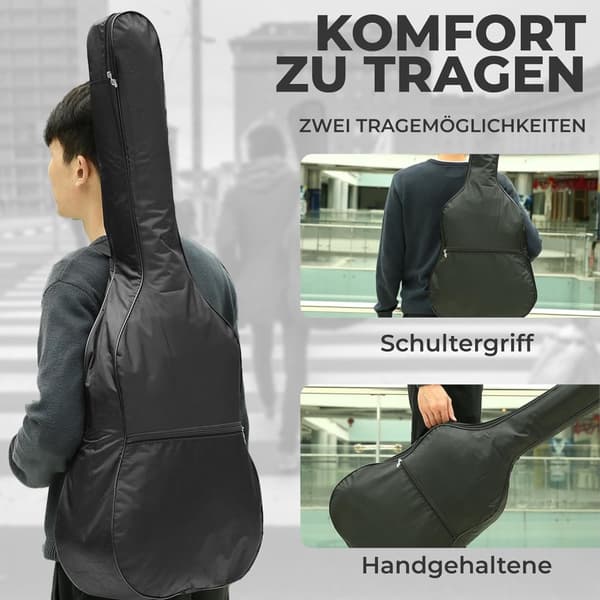 INF 38-39 Tommers Gitarveske Polstret Gig Bag Ryggsekk Svart