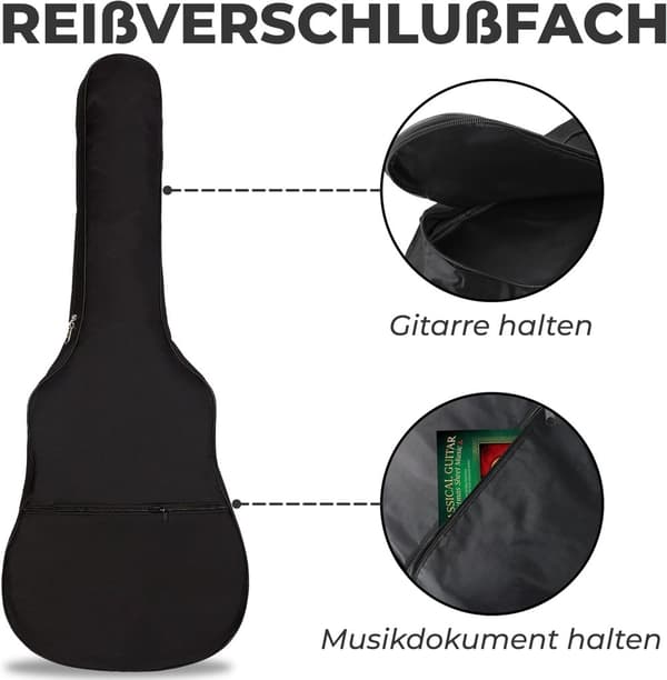 INF Premium Vadderad Akustisk Gitarrväska 40-41 Tum - Svart