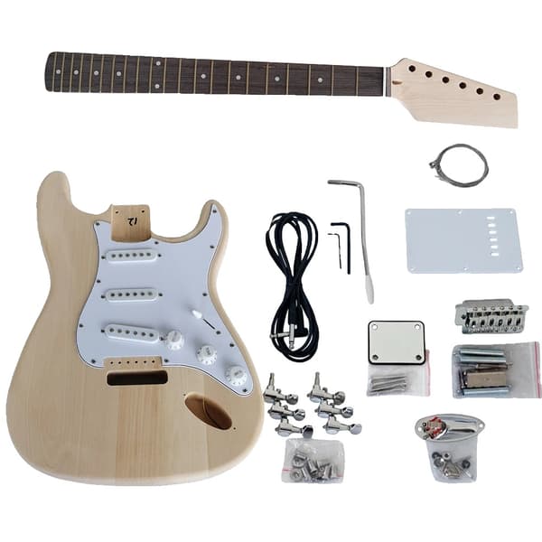 Elektrisk guitar kit, krop af basswood, ahornhals,ST guitar kit in Danish is "ST guitar sæt", 39 tommer