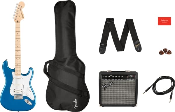 Fender Squier Affinity Series Stratocaster HSS Pack -kitarapaketti, Lake Placid Blue