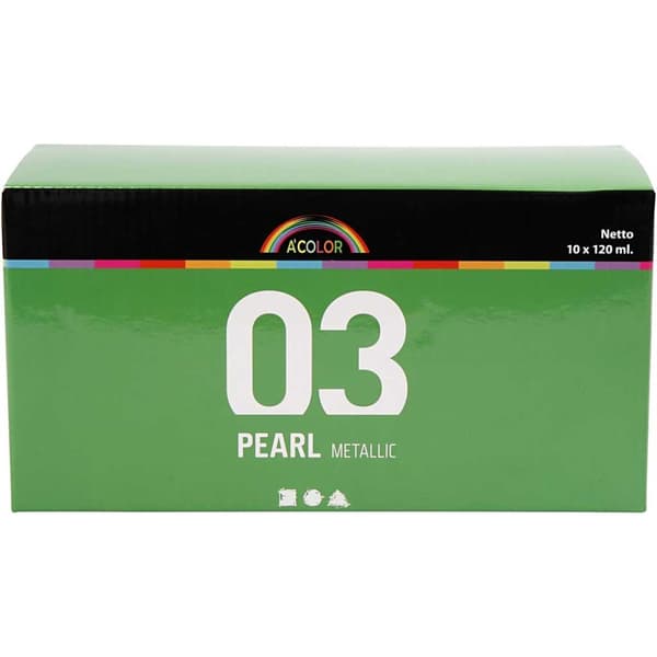 A-Color Akrylfärg - Pearl Metallic - 10 st x 120 ml