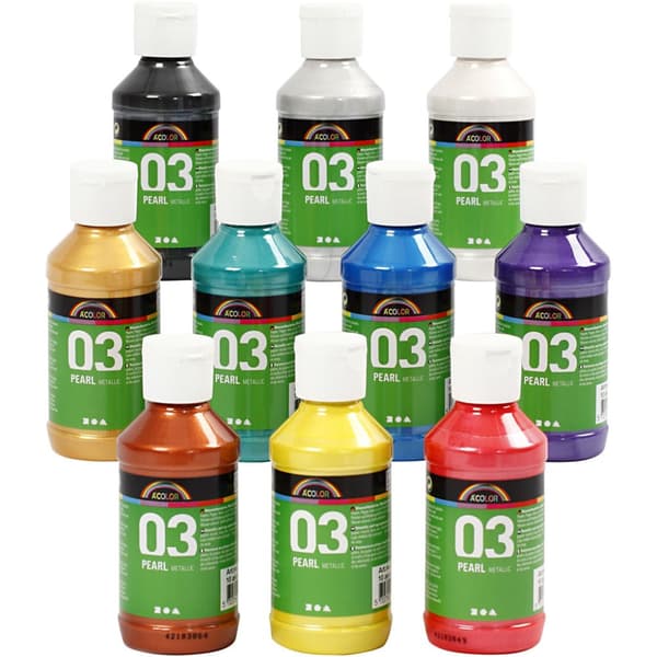 A-Color Akrylfärg - Pearl Metallic - 10 st x 120 ml