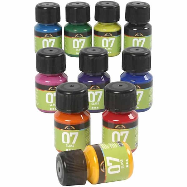 A-Color Glasfärg - Mixade Färger - 10 st x 30 ml