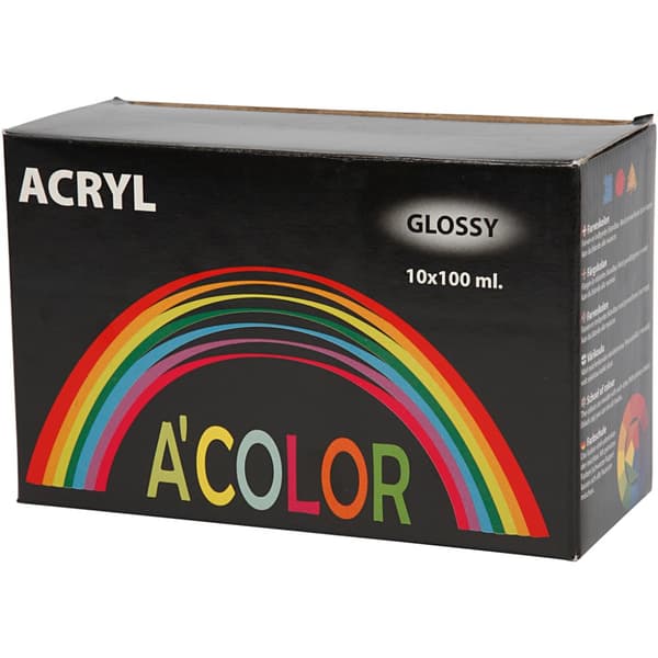 Akrylfärg A-Color Blank - Mixade Basfärger - 10 st x 100 ml