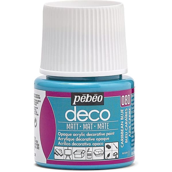 Acrylfärg - Pébéo - P.BO Déco - Karibblå - Matt - 45ml