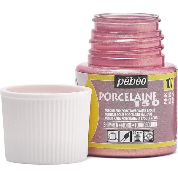 Målning - PEBEO - Porslin Shimmer - 45ml - Färg rosa - Mörk finish