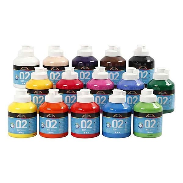 Akrylfärg - Ej specificerat - 32100 - 15 färger - 500 ml - Matt finish
