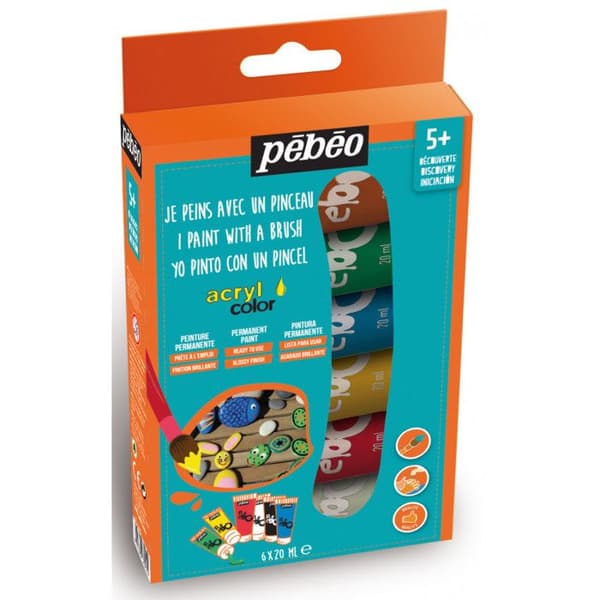 Kit för upptäcktsmålning med akrylfärg - Acryl Color - 6 tuber 20 ml - Volym 120 ml - Blandad