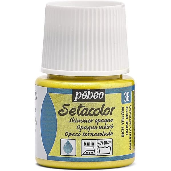 Tyger färg - Pébéo - Setacolor ogenomskinlig moiré rik gul - 45 ml - Glänsande effekt - Iridescent