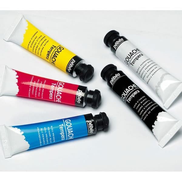 Gouachebox 5 rör 10 ml primärfärger + 1 palett
