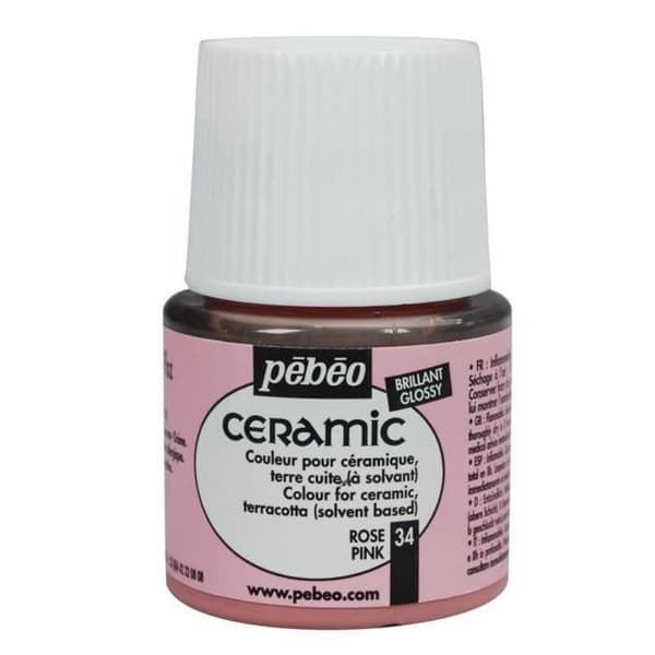 Målning - Pébéo - Céramic - Rosa - 45ml - Glänsande