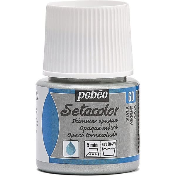 Tygfärg - Pébéo - Setacolor opak silver moire - 45 ml - Moiré färg - För alla tyger
