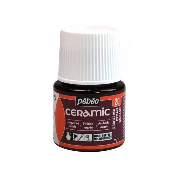 Färg - Pébéo - Keramisk granat - 45ml - Blank - Röd
