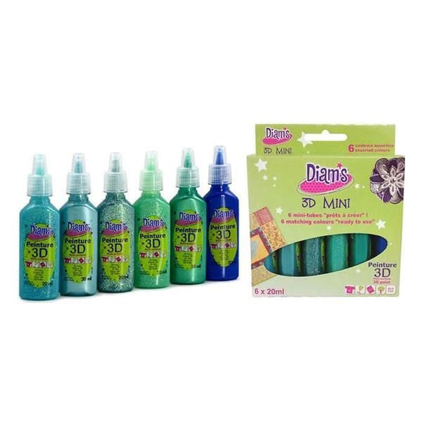 3D-färg - DIAM'S - Total PARADISE - 20 ml x 6 - Multi-stöd - Tvättbeständig