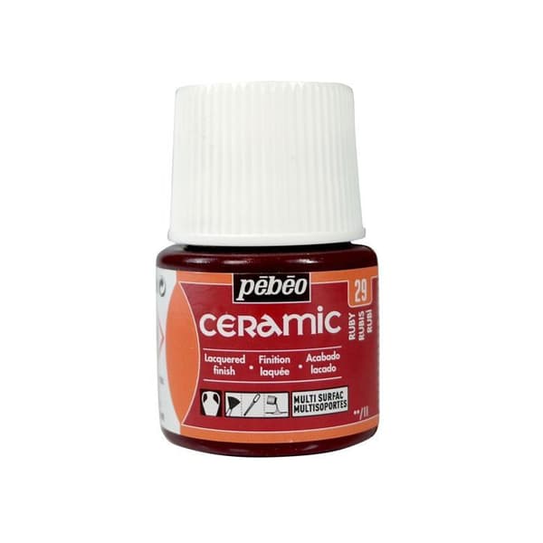 Färg - Pébéo - Ruby keramik - 45ml - Röd - Opak och glänsande
