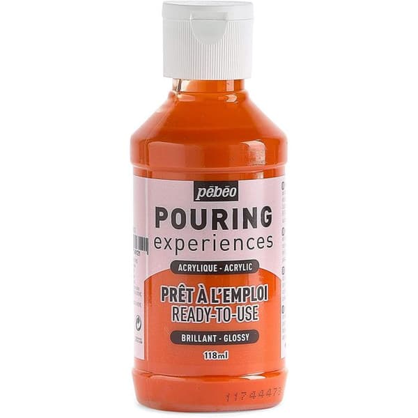 Akrylfärg - Pébéo - Pouring - 118 ml - Färg Orange - Flaska