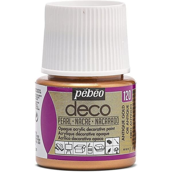 Akrylfärg - PEBEO - Dekor Nacre - 45 ml - Färg Antik Guld - Kreativa hobbyer