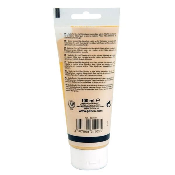 Akrylfärg - Pébéo - Studio Acrylics - Okergul - 100 ml - Satin