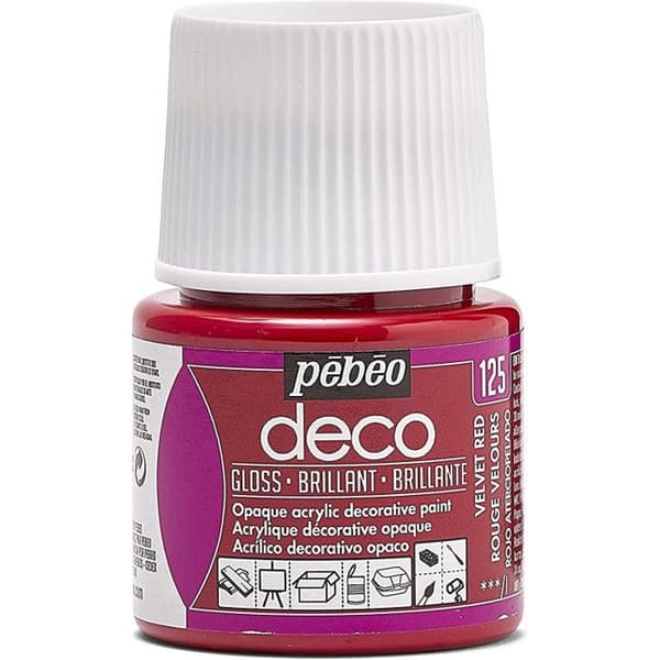 Akrylfärg - Pébéo - Dekor - 45 ml - Sammet Röd - Glänsande