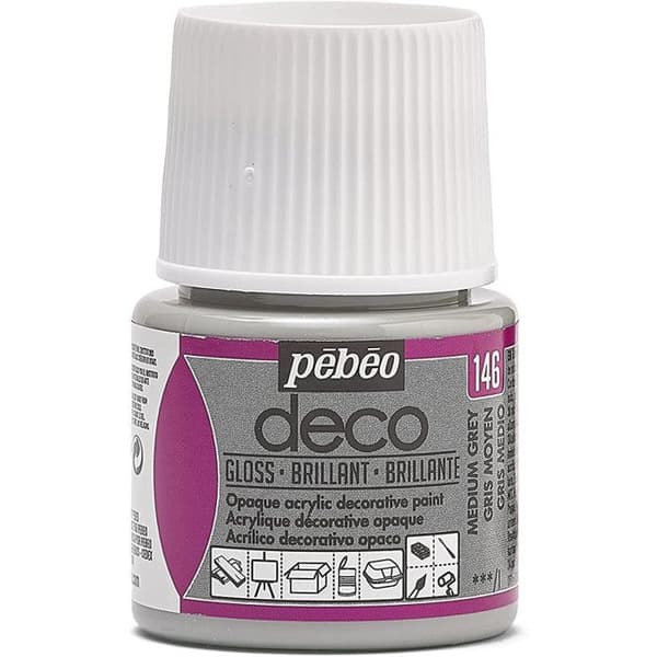 Akrylfärg - P.BO - Dekor - 45 ml - Blank - Mellangrå