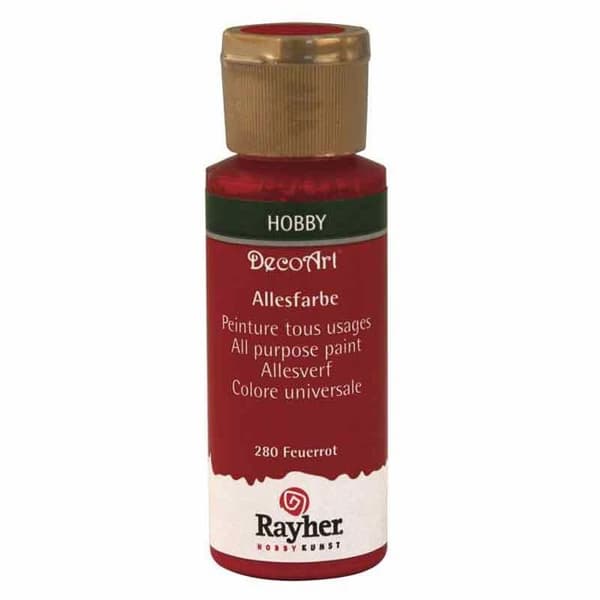Akrylfärg - RAYHER - Eldröd - 59 ml - Ljusresistent - Alla underlag