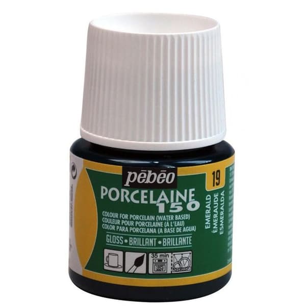 Porslinsfärg - Pébéo - 150 Brillant Emeraude N°19 - 45ml - Strålande färger - Matlagning vid 150°C