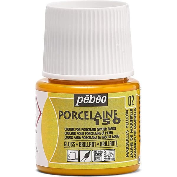 Porslinsfärg - Pébéo - 150 Gloss - Marseille Gul N°02 - 45ml flaska - Matlagning 150°C